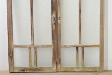 アンティーク建具　大正ロマン　ノスタルジックな雰囲気溢れるガラス窓2枚セット(引き戸、ガラス戸)(R-076365)