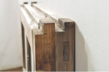 アンティーク建具　大正ロマン　ノスタルジックな雰囲気溢れるガラス窓2枚セット(引き戸、ガラス戸)(R-076365)