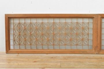 アンティーク建具　片面ガラス　上質な和の空間を演出する組子入りガラス戸2枚セット(ガラス窓、引き戸)(R-076366)
