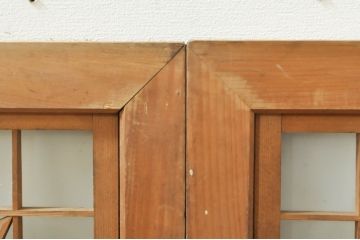アンティーク建具　片面ガラス　上質な和の空間を演出する組子入りガラス戸2枚セット(ガラス窓、引き戸)(R-076366)