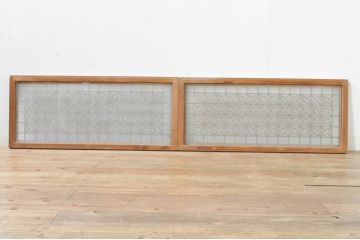 アンティーク建具　片面ガラス　上質な和の空間を演出する組子入りガラス戸2枚セット(ガラス窓、引き戸)(R-076366)