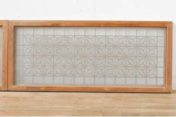 アンティーク建具　片面ガラス　上質な和の空間を演出する組子入りガラス戸2枚セット(ガラス窓、引き戸)(R-076366)