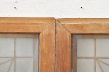 アンティーク建具　片面ガラス　上質な和の空間を演出する組子入りガラス戸2枚セット(ガラス窓、引き戸)(R-076366)