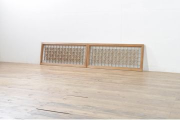 アンティーク建具　片面ガラス　上質な和の空間を演出する組子入りガラス戸2枚セット(ガラス窓、引き戸)(R-076367)
