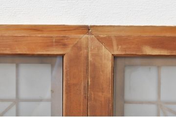 アンティーク建具　片面ガラス　上質な和の空間を演出する組子入りガラス戸2枚セット(ガラス窓、引き戸)(R-076367)