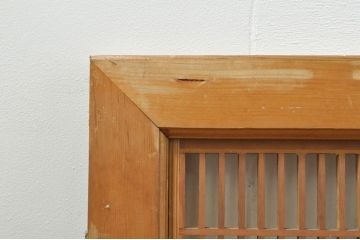 ビンテージ建具　松竹梅　和の空間を演出する彫刻入り組子欄間2枚セット(明り取り、明かり取り、彫刻欄間、ランマ、ヴィンテージ)(R-076368)