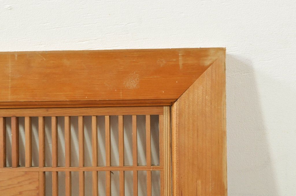 ビンテージ建具 松竹梅 和の空間を演出する彫刻入り組子欄間2枚セット(明り取り、明かり取り、彫刻欄間、ランマ、ヴィンテージ)(R-076368)