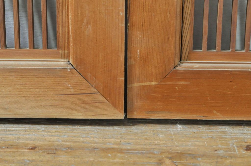 ビンテージ建具 松竹梅 和の空間を演出する彫刻入り組子欄間2枚セット(明り取り、明かり取り、彫刻欄間、ランマ、ヴィンテージ)(R-076368)