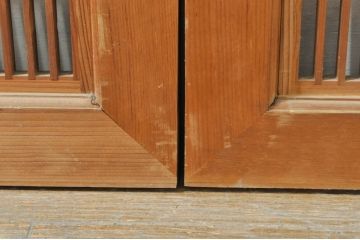 ビンテージ建具　松竹梅　和の空間を演出する彫刻入り組子欄間2枚セット(明り取り、明かり取り、彫刻欄間、ランマ、ヴィンテージ)(R-076368)