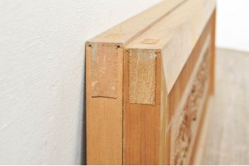 ビンテージ建具 松竹梅 和の空間を演出する彫刻入り組子欄間2枚セット(明り取り、明かり取り、彫刻欄間、ランマ、ヴィンテージ)(R-076368)