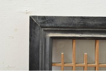 アンティーク建具　片面ガラス　和モダンな空間を演出する組子入りガラス欄間1枚(明り取り、明かり取り)(R-076369)