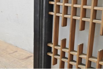 アンティーク建具　片面ガラス　和モダンな空間を演出する組子入りガラス欄間1枚(明り取り、明かり取り)(R-076369)