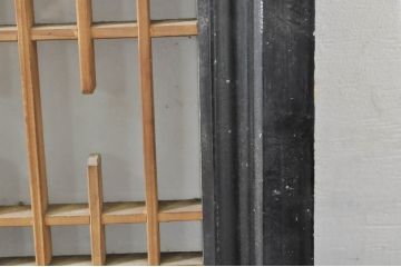 アンティーク建具　片面ガラス　和モダンな空間を演出する組子入りガラス欄間1枚(明り取り、明かり取り)(R-076369)