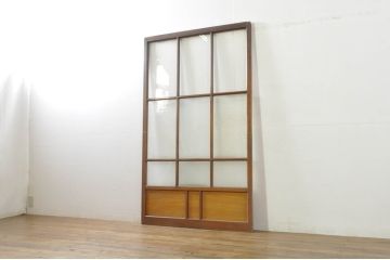 アンティーク建具　和の空間を演出する幅広ガラス戸1枚(引き戸)(R-076382)