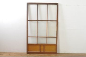 アンティーク建具　和の空間を演出する幅広ガラス戸1枚(引き戸)(R-076382)