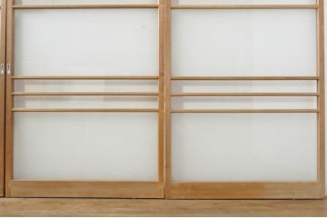 アンティーク建具　レトロな空間を演出するガラス戸4枚セット(引き戸)(R-076384)