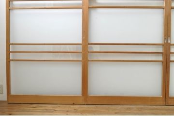 アンティーク建具　レトロな空間を演出するガラス戸4枚セット(引き戸)(R-076384)