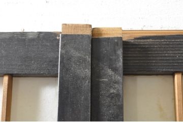 アンティーク建具　和モダンな空間づくりにおすすめなガラス入り障子戸3枚セット(引き戸、ガラス帯戸)(R-076385)