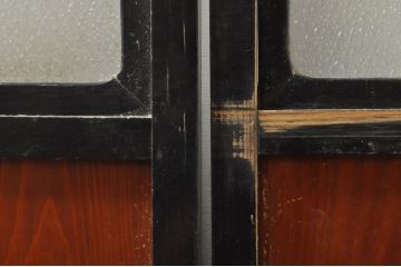 アンティーク建具　和モダンな空間づくりにおすすめなガラス入り障子戸3枚セット(引き戸、ガラス帯戸)(R-076385)