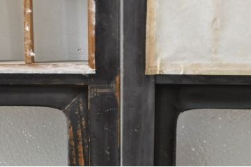 アンティーク建具　和モダンな空間づくりにおすすめなガラス入り障子戸3枚セット(引き戸、ガラス帯戸)(R-076385)