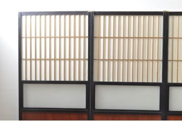 アンティーク建具　和モダンな空間づくりにおすすめなガラス入り障子戸4枚セット(引き戸、ガラス帯戸)(R-076386)