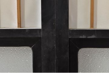 アンティーク建具　和モダンな空間づくりにおすすめなガラス入り障子戸4枚セット(引き戸、ガラス帯戸)(R-076386)