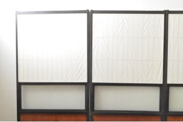 アンティーク建具　和モダンな空間づくりにおすすめなガラス入り障子戸4枚セット(引き戸、ガラス帯戸)(R-076386)