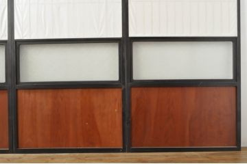 アンティーク建具　和モダンな空間づくりにおすすめなガラス入り障子戸4枚セット(引き戸、ガラス帯戸)(R-076386)