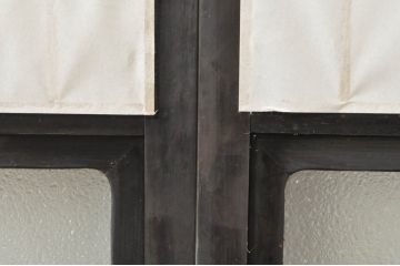 アンティーク建具　和モダンな空間づくりにおすすめなガラス入り障子戸4枚セット(引き戸、ガラス帯戸)(R-076386)