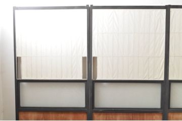 アンティーク建具　和モダンな空間づくりにおすすめなガラス入り障子戸4枚セット(引き戸、ガラス帯戸)(R-076387)