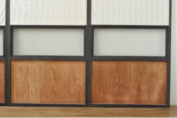 アンティーク建具　和モダンな空間づくりにおすすめなガラス入り障子戸4枚セット(引き戸、ガラス帯戸)(R-076387)