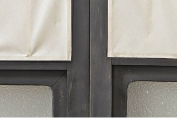 アンティーク建具　和モダンな空間づくりにおすすめなガラス入り障子戸4枚セット(引き戸、ガラス帯戸)(R-076387)