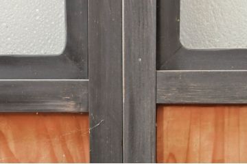 アンティーク建具　和モダンな空間づくりにおすすめなガラス入り障子戸4枚セット(引き戸、ガラス帯戸)(R-076387)