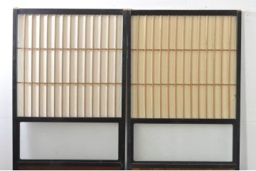アンティーク建具　和モダンな空間づくりにおすすめなガラス入り障子戸2枚セット(引き戸、ガラス帯戸)(R-076388)