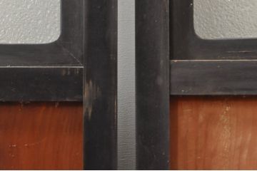 アンティーク建具　和モダンな空間づくりにおすすめなガラス入り障子戸2枚セット(引き戸、ガラス帯戸)(R-076388)