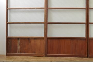アンティーク建具　ダイヤガラス入り　落ち着いた空間に合わせやすいレトロなガラス戸4枚セット(引き戸)(R-076389)
