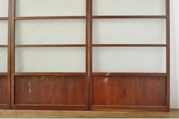 アンティーク建具　ダイヤガラス入り　落ち着いた空間に合わせやすいレトロなガラス戸4枚セット(引き戸)(R-076389)