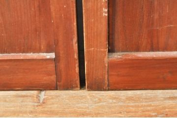 アンティーク建具　ダイヤガラス入り　落ち着いた空間に合わせやすいレトロなガラス戸4枚セット(引き戸)(R-076389)