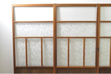 アンティーク建具　レトロな空間を演出するガラス戸4枚セット(引き戸)(R-076390)