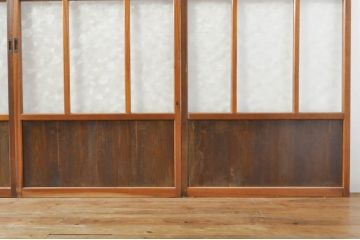 アンティーク建具　レトロな空間を演出するガラス戸4枚セット(引き戸)(R-076390)