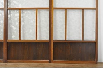 アンティーク建具　レトロな空間を演出するガラス戸4枚セット(引き戸)(R-076390)