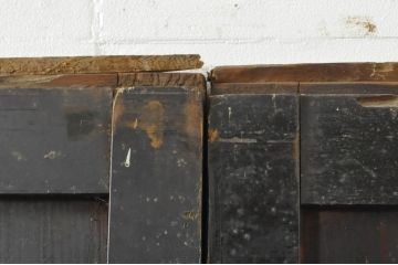アンティーク建具　古民家インテリアにもおすすめの障子帯戸3枚セット(引き戸、板戸、格子帯戸、障子戸)(R-076391)