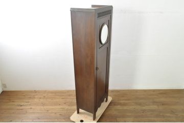 イギリスアンティーク　オーク材　丸鏡がアクセントのホールローブ(ワードローブ、洋服タンス、クローゼット、収納棚、戸棚、英国)(R-076394)