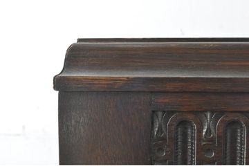 イギリスアンティーク　オーク材　丸鏡がアクセントのホールローブ(ワードローブ、洋服タンス、クローゼット、収納棚、戸棚、英国)(R-076394)
