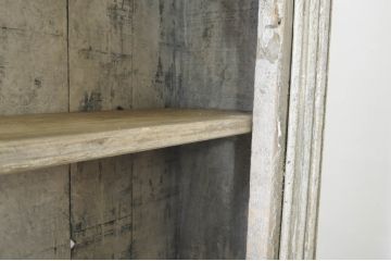 フランスアンティーク　シャビーシックな風合いがおしゃれなフレンチシェルフ(飾り棚、陳列棚、ディスプレイラック、本棚、ブックシェルフ、書棚、店舗什器)(R-076397)