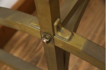 フランスビンテージ　真鍮(しんちゅう)フレームのシンプルなスタンドミラー(鏡、姿見、ヴィンテージ)(R-076399)