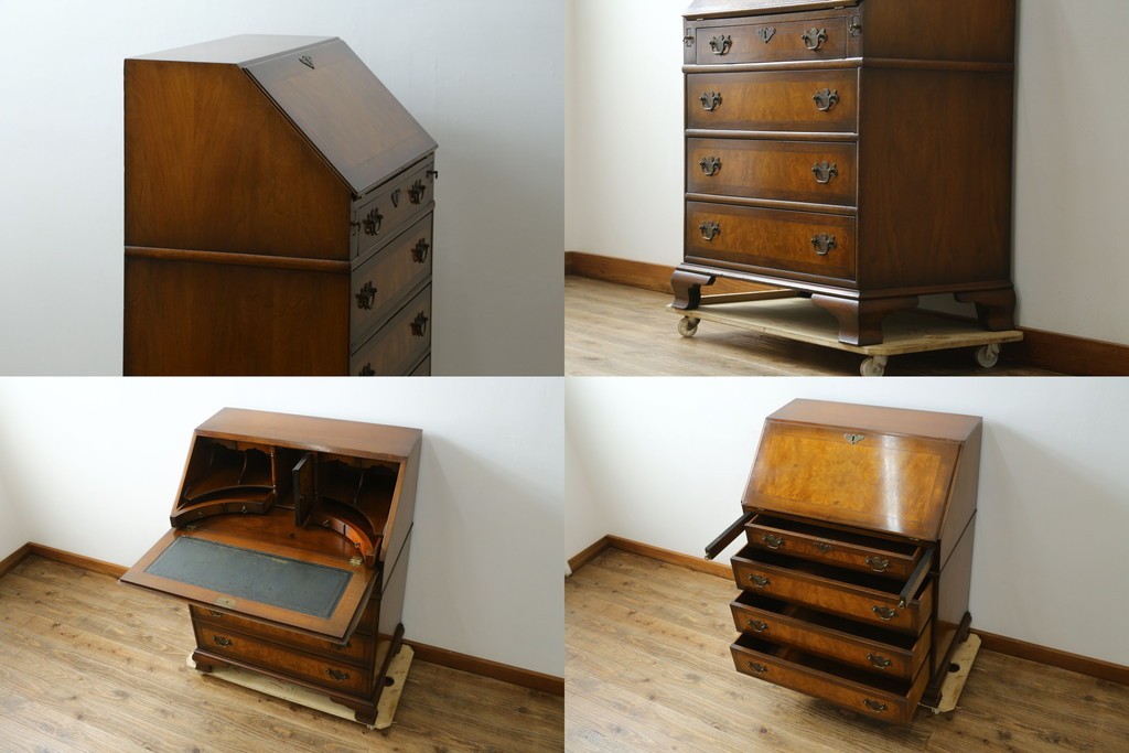 イギリスヴィンテージ　高級家具　ロスジョン(ROSJOHN)　マホガニー材　イギリス王室御用達ブランドのライティングビューロー　(R-076401)