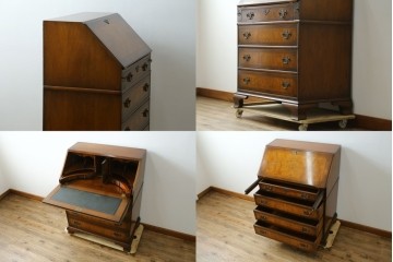 イギリスヴィンテージ　高級家具　ロスジョン(ROSJOHN)　マホガニー材　イギリス王室御用達ブランドのライティングビューロー　(R-076401)