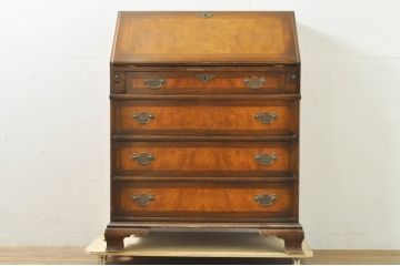 イギリスビンテージ　イギリス高級家具　ロスジョン(ROSJOHN)　イギリス王室御用達　マホガニー材　品のある佇まいが美しいライティングビューロー(ワークデスク、サイドチェスト、在宅用、在宅ワーク用、ヴィンテージ、英国)(R-076401)