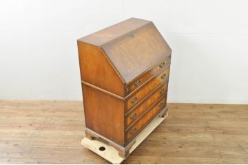イギリスビンテージ　イギリス高級家具　ロスジョン(ROSJOHN)　イギリス王室御用達　マホガニー材　品のある佇まいが美しいライティングビューロー(ワークデスク、サイドチェスト、在宅用、在宅ワーク用、ヴィンテージ、英国)(R-076401)